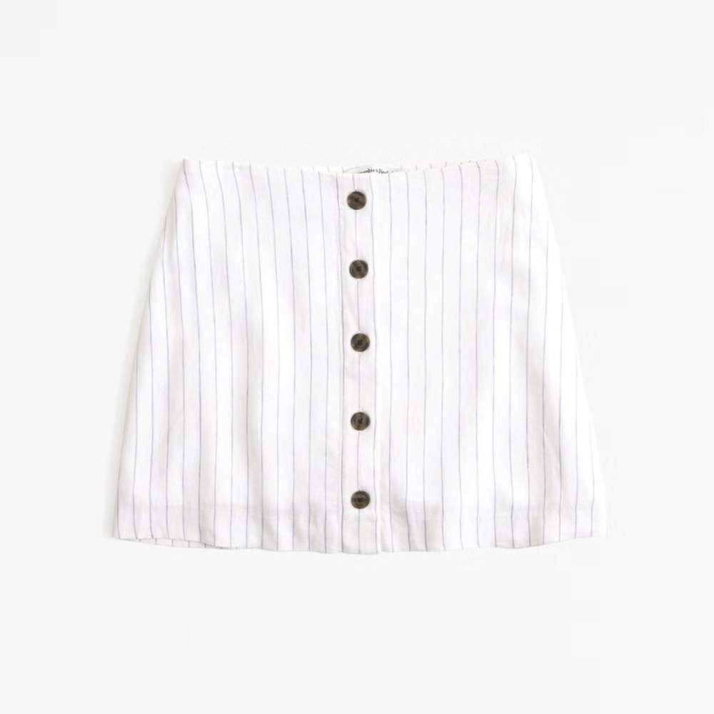 Abercrombie White Striped Button-Front Skirt​​​